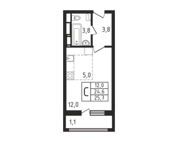 26,3 м², квартира-студия 4 500 000 ₽ - изображение 1