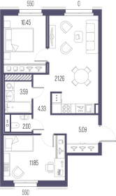 57,7 м², 2-комнатная квартира 21 914 460 ₽ - изображение 62