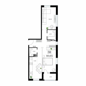 Квартира 80,1 м², 2-комнатная - изображение 1