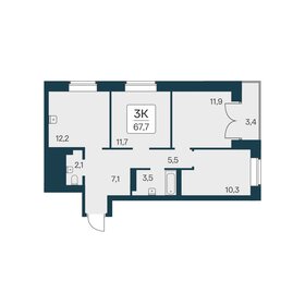 Квартира 67,7 м², 3-комнатная - изображение 1