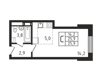 25 м², квартира-студия 4 500 000 ₽ - изображение 16