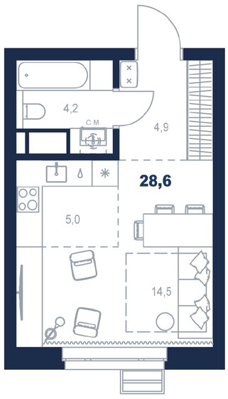 27 м², квартира-студия 6 561 493 ₽ - изображение 28