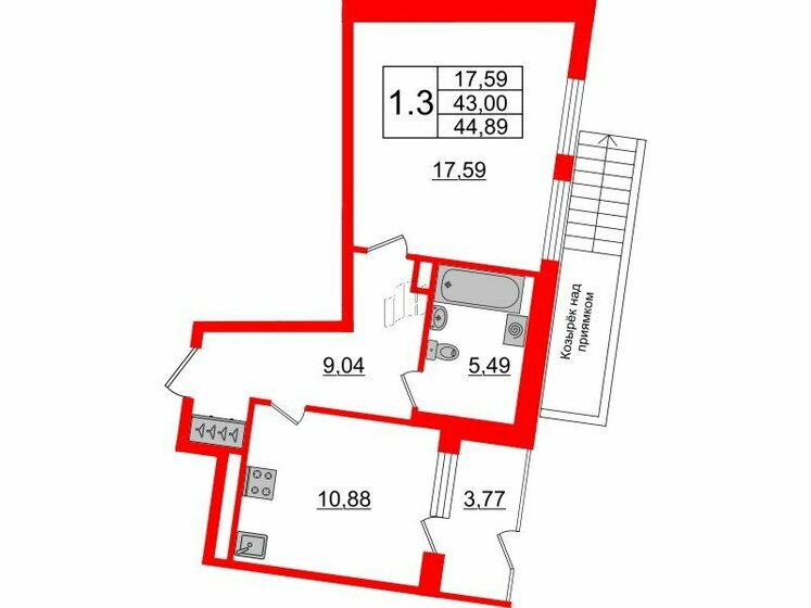 41,6 м², 1-комнатная квартира 7 750 204 ₽ - изображение 51