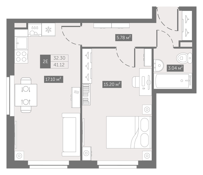 41,1 м², 1-комнатные апартаменты 6 670 980 ₽ - изображение 1