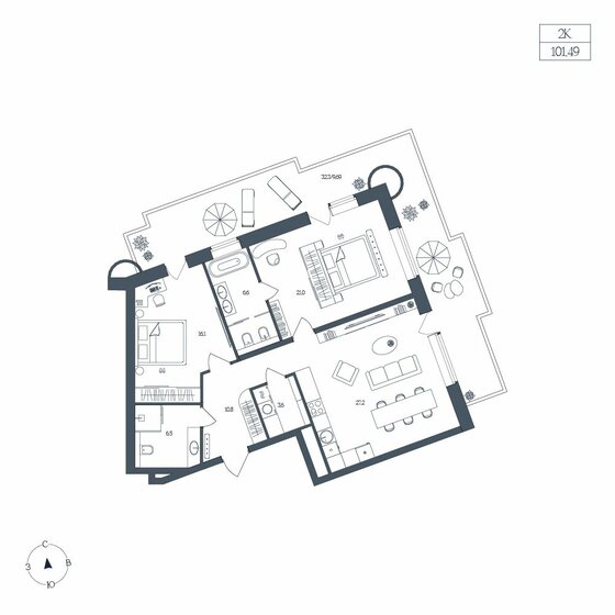 105,9 м², 2-комнатная квартира 27 310 000 ₽ - изображение 27