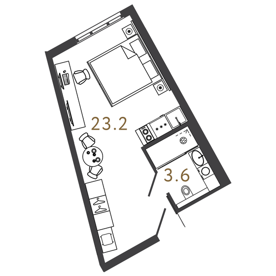 26,8 м², апартаменты-студия 10 400 000 ₽ - изображение 1