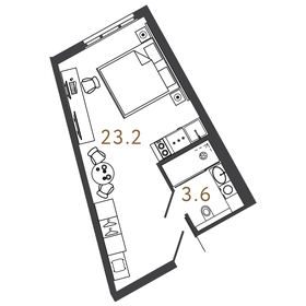 26,7 м², апартаменты-студия 10 900 000 ₽ - изображение 16