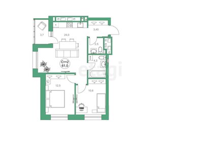 Квартира 61 м², 2-комнатная - изображение 4