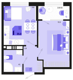 35,2 м², 1-комнатная квартира 5 244 800 ₽ - изображение 9