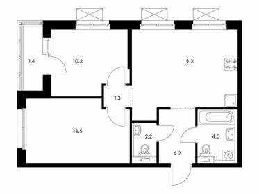 Квартира 55,7 м², 2-комнатная - изображение 1