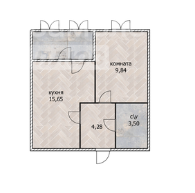 Квартира 34,5 м², 1-комнатная - изображение 1