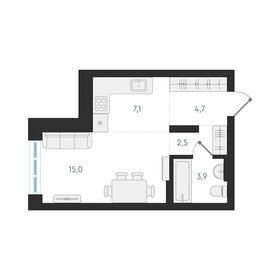 Квартира 33,2 м², студия - изображение 1