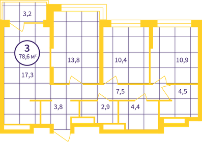 75 м², 3-комнатная квартира 8 200 000 ₽ - изображение 7