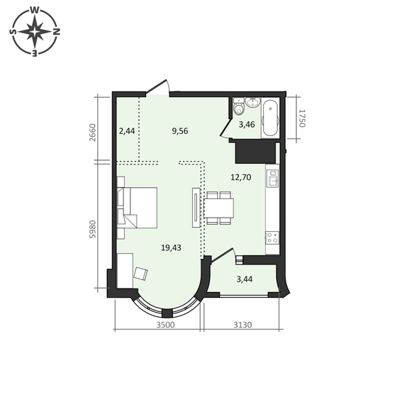 51 м², 1-комнатная квартира 7 585 000 ₽ - изображение 1
