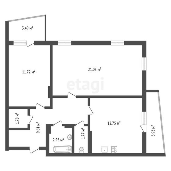 65,3 м², 2-комнатная квартира 6 750 000 ₽ - изображение 1