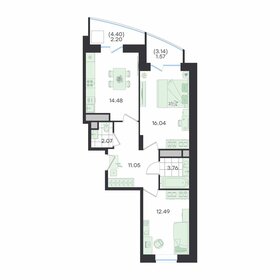 Квартира 63,7 м², 2-комнатная - изображение 1