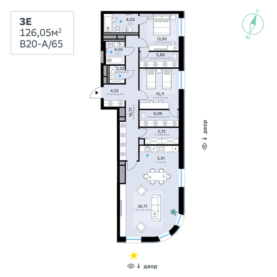 126,1 м², 3-комнатная квартира 64 814 912 ₽ - изображение 1