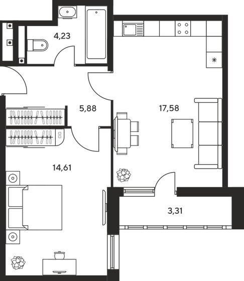 45,5 м², 2-комнатная квартира 5 880 000 ₽ - изображение 6