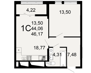 45 м², 1-комнатная квартира 5 150 000 ₽ - изображение 32