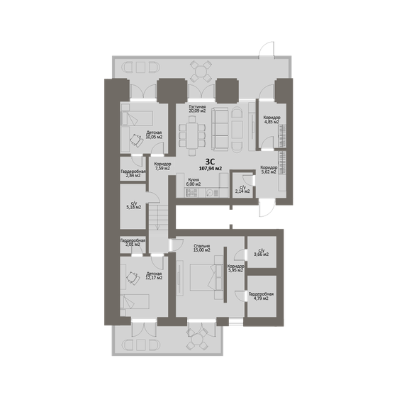 107,9 м², квартира-студия 16 730 700 ₽ - изображение 1