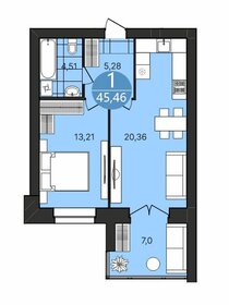 Квартира 45,5 м², 1-комнатная - изображение 1