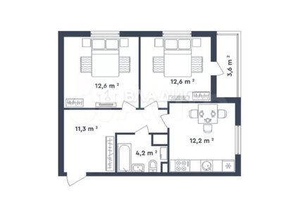 60 м², 2-комнатная квартира 13 990 000 ₽ - изображение 5