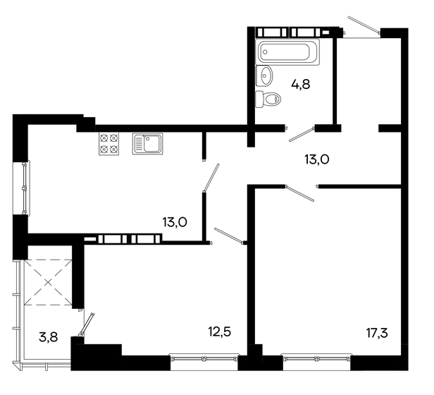 64,4 м², 2-комнатная квартира 10 304 000 ₽ - изображение 1