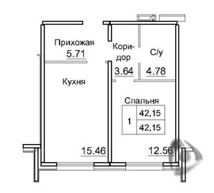 Квартира 42,2 м², 1-комнатная - изображение 1