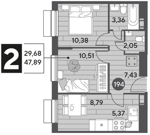 47,9 м², 2-комнатная квартира 6 896 160 ₽ - изображение 58
