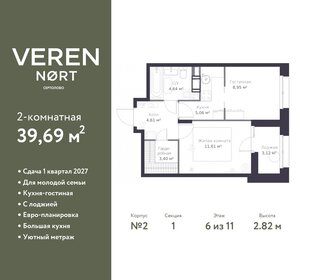 Квартира 39,7 м², 2-комнатная - изображение 1