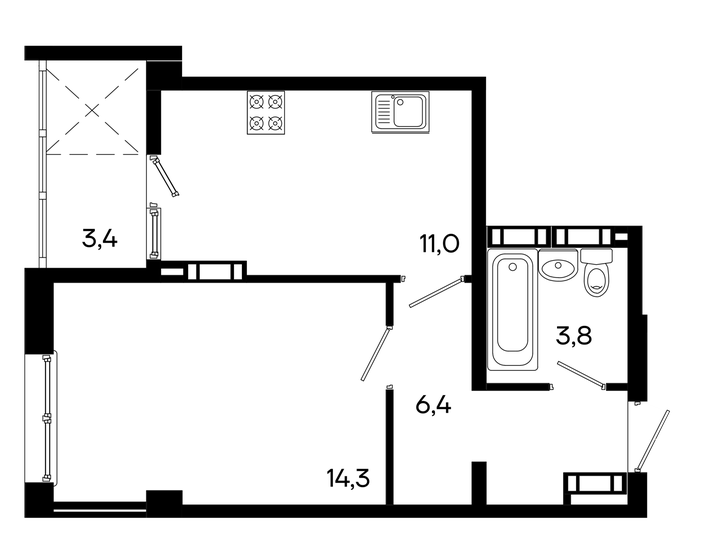 38,9 м², 1-комнатная квартира 6 418 500 ₽ - изображение 14