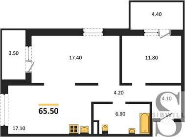 Квартира 65,5 м², 2-комнатная - изображение 1