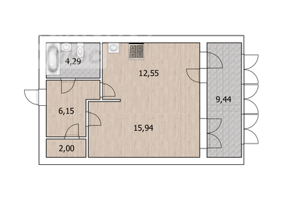 Квартира 45,6 м², 1-комнатная - изображение 1