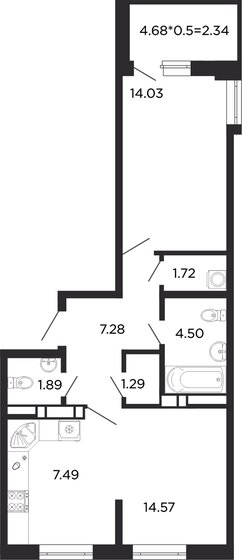 55,6 м², 1-комнатная квартира 9 165 750 ₽ - изображение 1