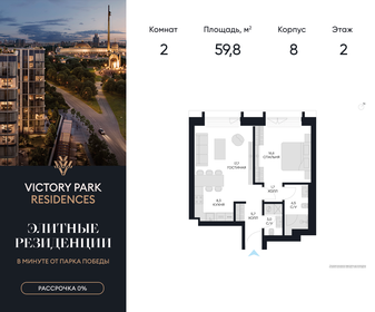 61 м², 2-комнатная квартира 14 457 000 ₽ - изображение 6