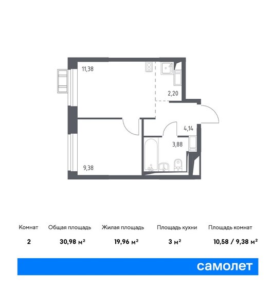 31 м², 2-комнатная квартира 7 133 201 ₽ - изображение 1