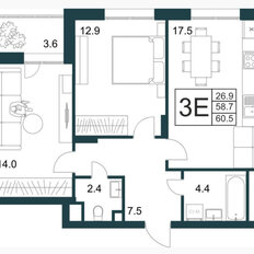 Квартира 60,5 м², 2-комнатная - изображение 3