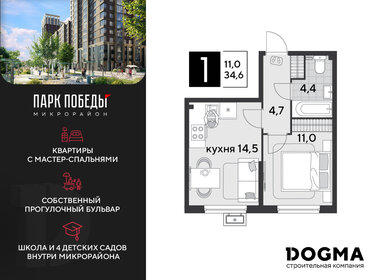 Квартира 34,6 м², 1-комнатная - изображение 1