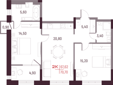 74,9 м², 2-комнатная квартира 13 029 120 ₽ - изображение 13