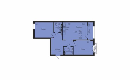 Квартира 67,2 м², 2-комнатная - изображение 1