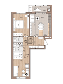 70,3 м², 2-комнатная квартира 4 120 000 ₽ - изображение 111