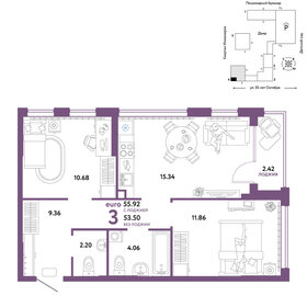 Квартира 55,9 м², 3-комнатная - изображение 1