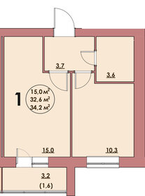 34,2 м², 1-комнатная квартира 3 000 000 ₽ - изображение 23