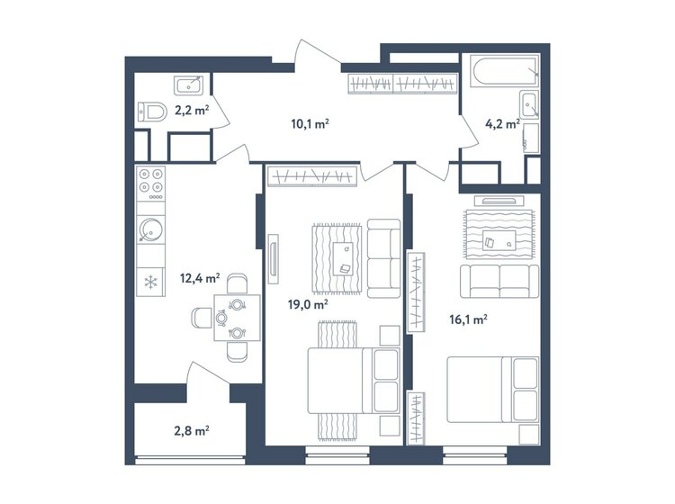 65,4 м², 2-комнатная квартира 18 000 000 ₽ - изображение 1