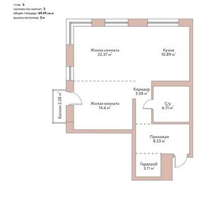 59,1 м², 2-комнатная квартира 12 700 000 ₽ - изображение 51