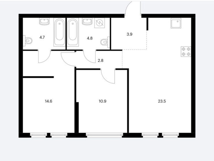 65,2 м², 2-комнатная квартира 22 500 000 ₽ - изображение 1