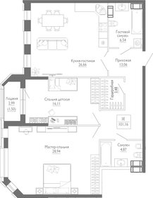 Квартира 101,2 м², 2-комнатная - изображение 1