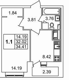 Квартира 32 м², 1-комнатная - изображение 1