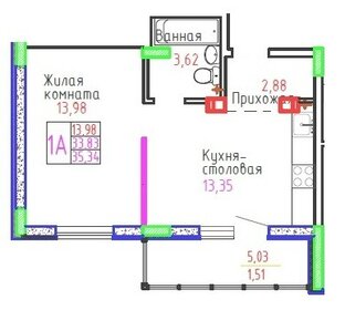 Квартира 35,2 м², 1-комнатная - изображение 1