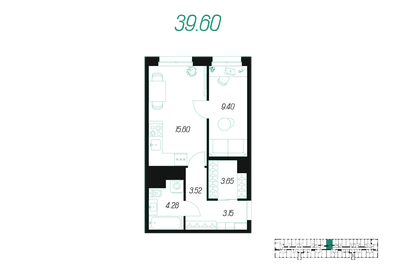 39,4 м², 1-комнатная квартира 4 493 232 ₽ - изображение 11
